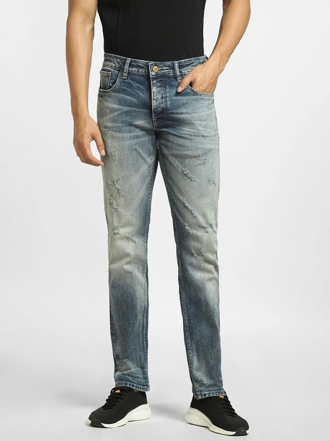 Blue Low Rise Distressed Glenn Slim Jeans - Image 2