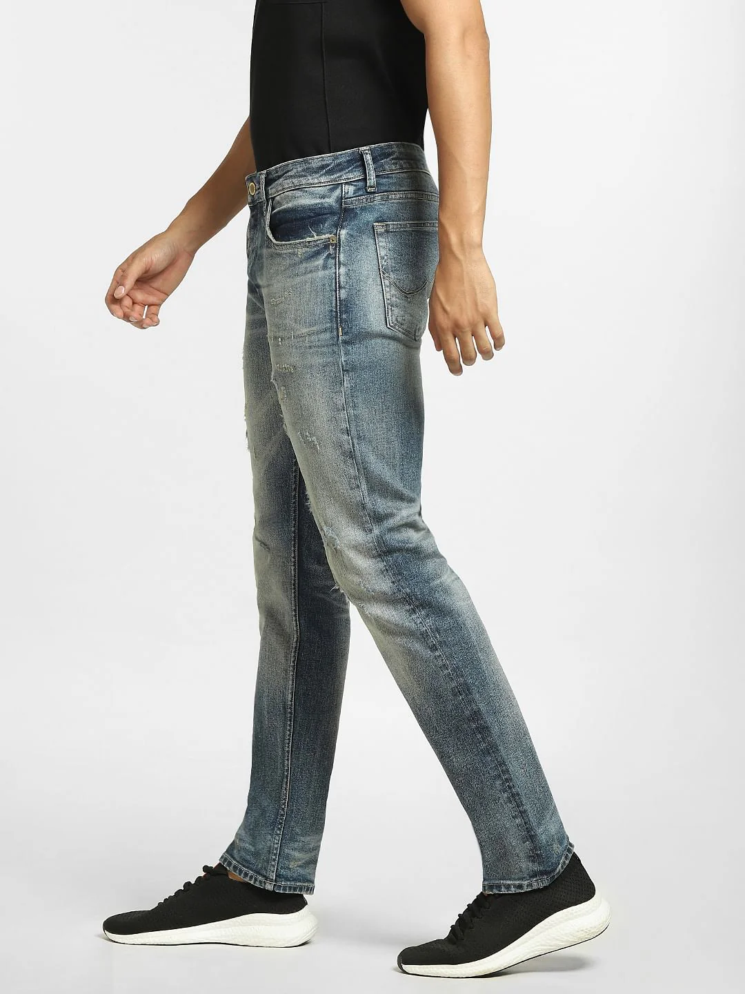 Blue Low Rise Distressed Glenn Slim Jeans - Image 3