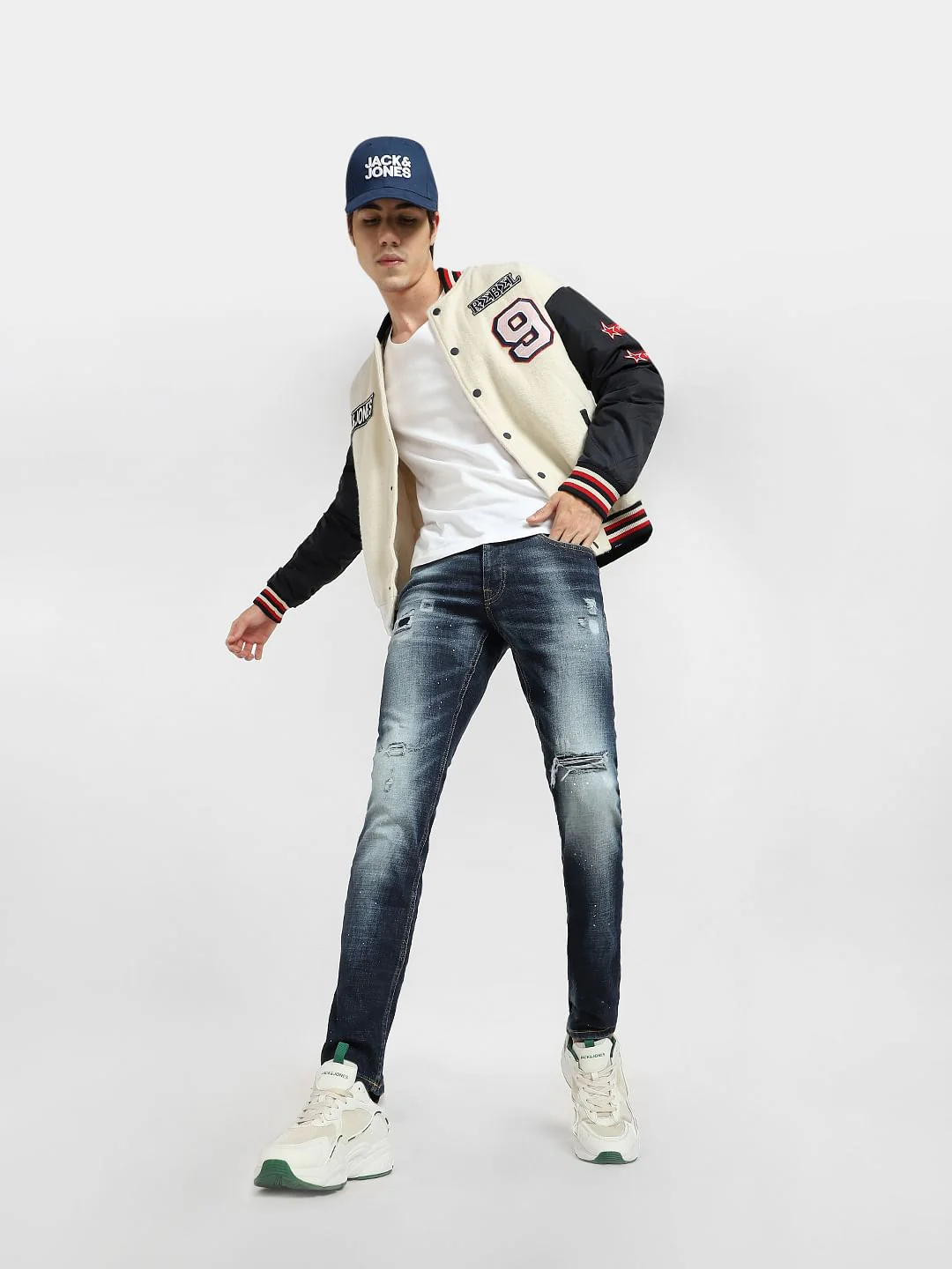 Blue Low Rise Distressed Glenn Slim Jeans
