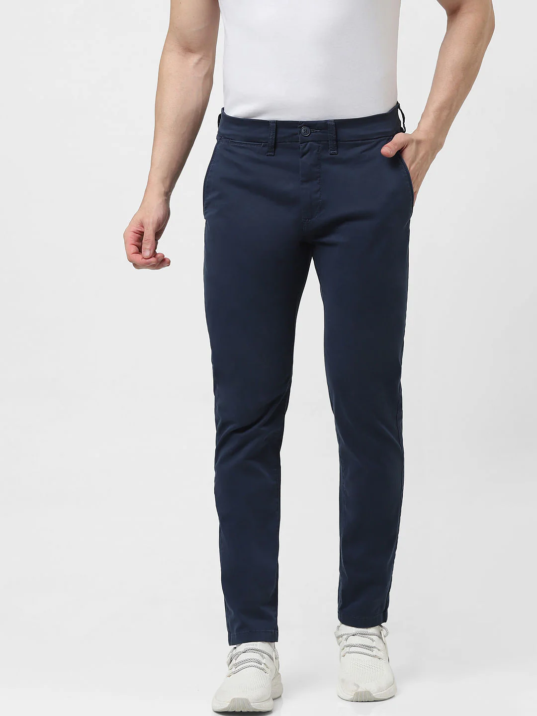 Dark Blue Mid Rise Chinos - Image 2