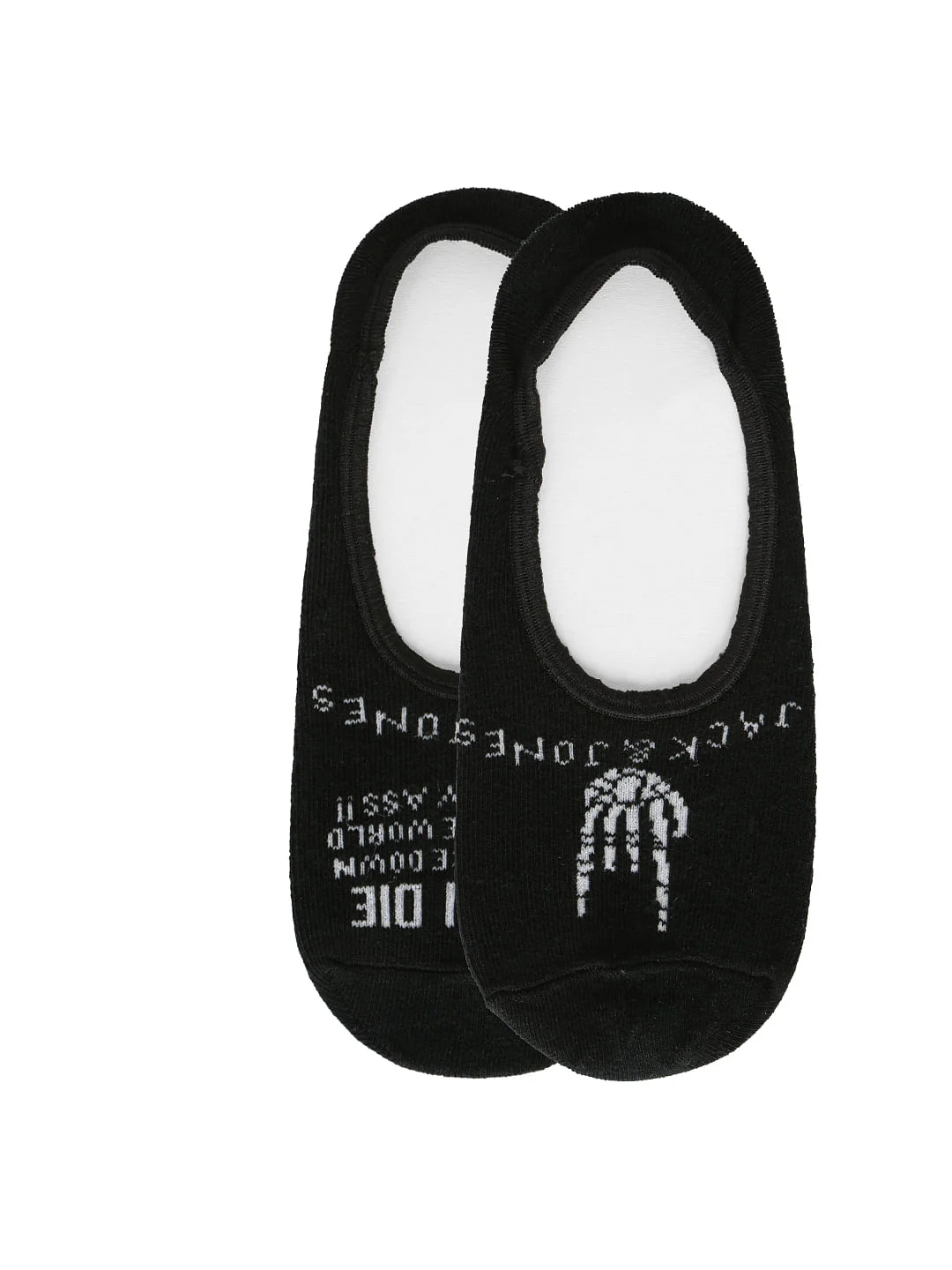 Black Text Print No Show Socks