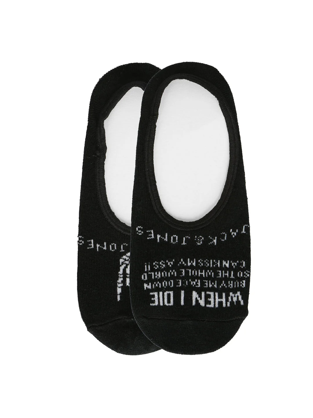 Black Text Print No Show Socks - Image 2
