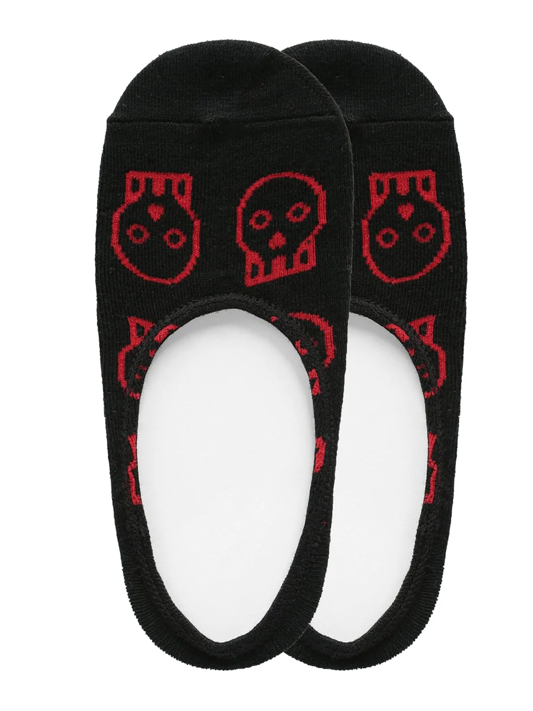 Black Skull Print No Show Socks - Image 2