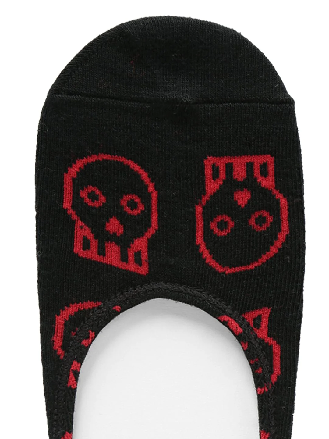 Black Skull Print No Show Socks - Image 3