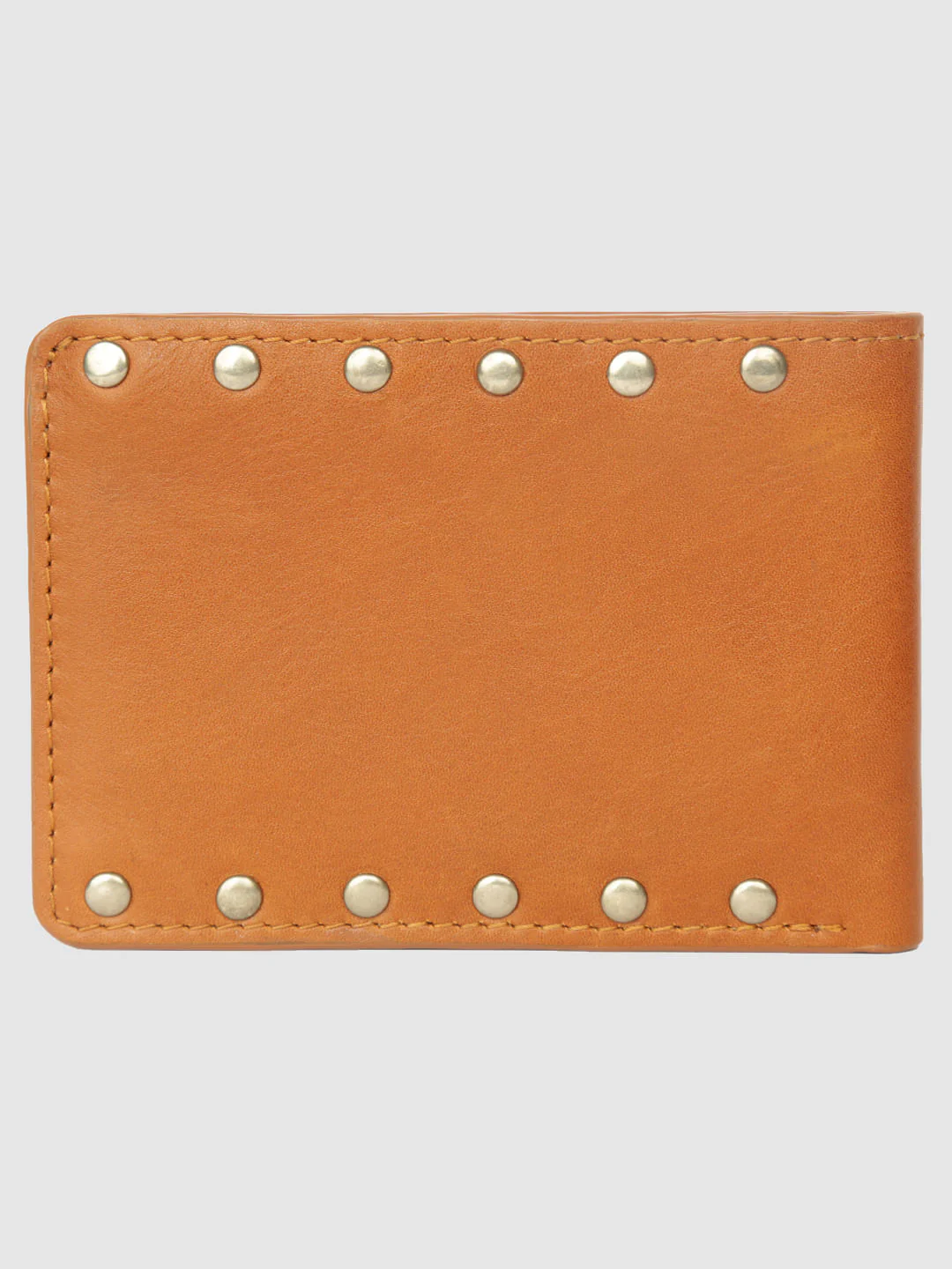 Tan Studded Leather Wallet