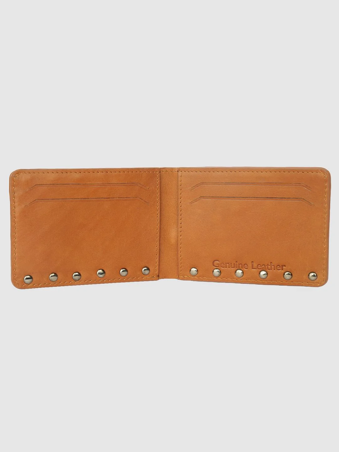 Tan Studded Leather Wallet - Image 2