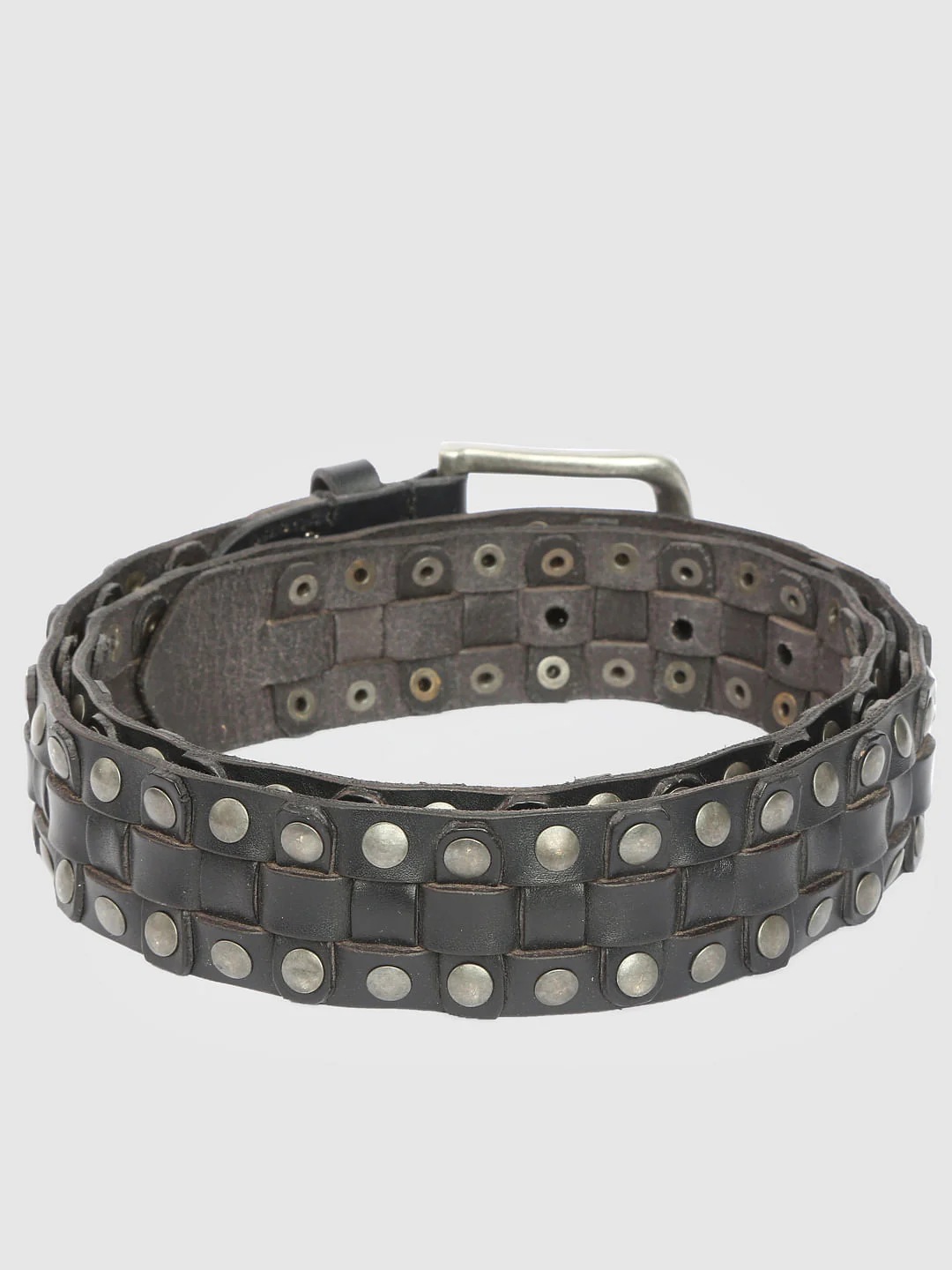 Black Studded Leather Belt