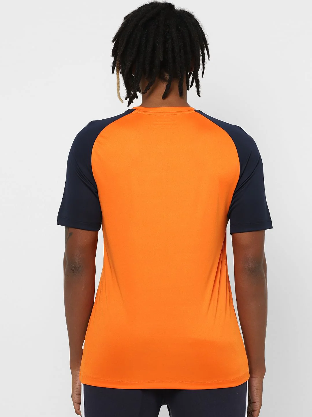 Orange Colourblocked Crew Neck T-shirt - Image 4