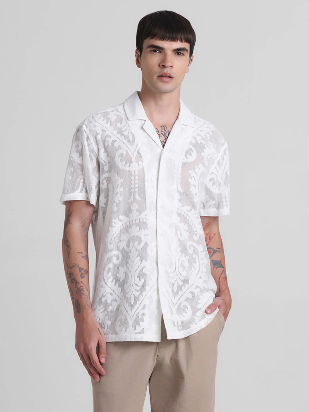 White Embroidered Sheer Shirt - Image 2