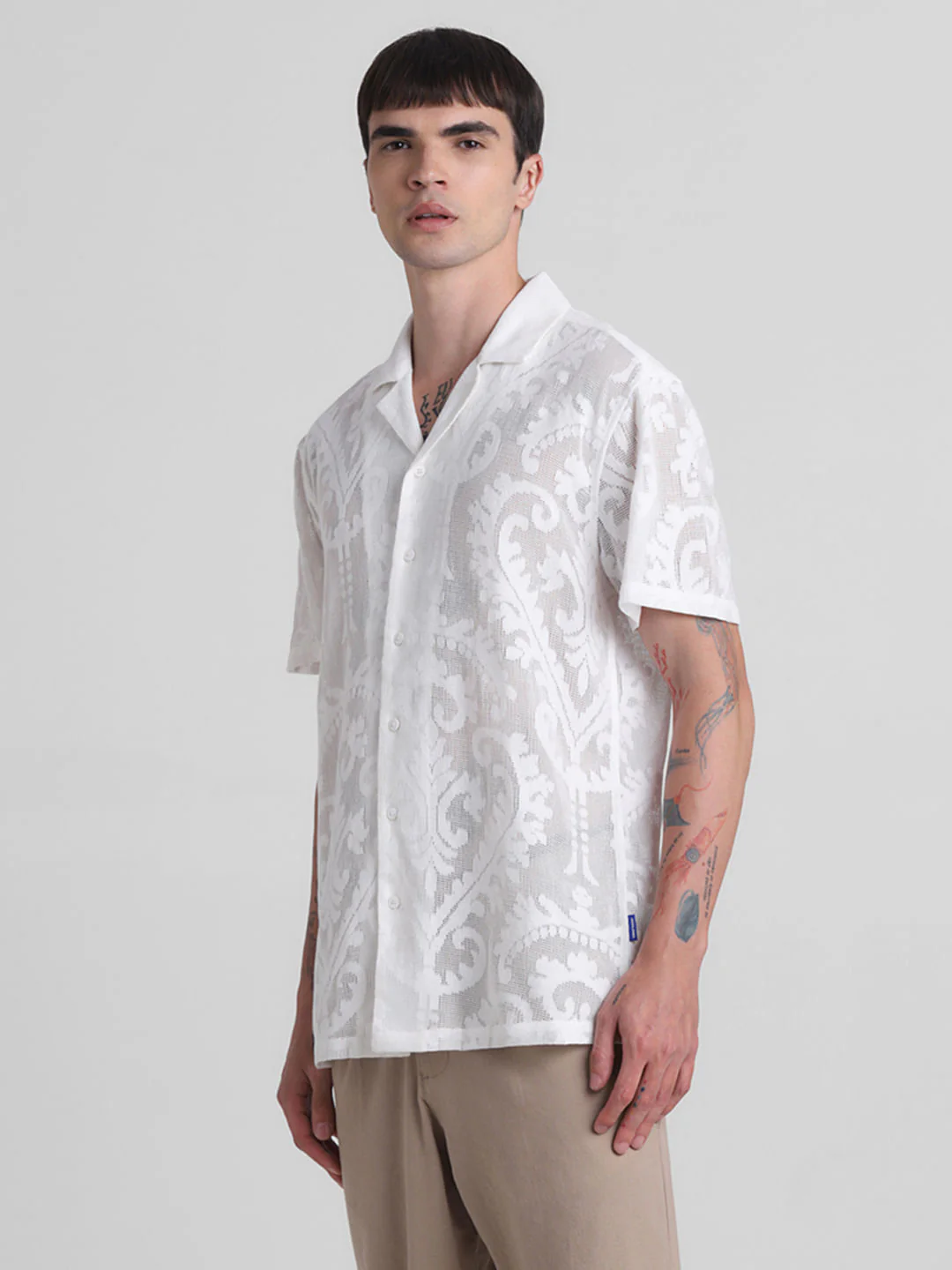 White Embroidered Sheer Shirt - Image 3