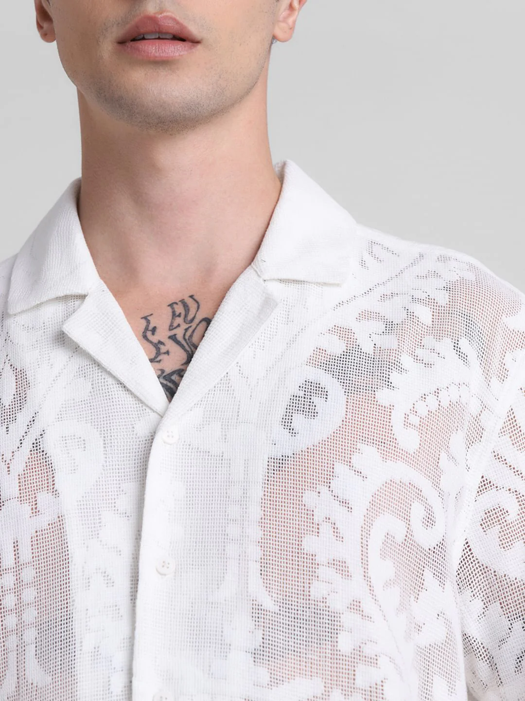 White Embroidered Sheer Shirt - Image 5