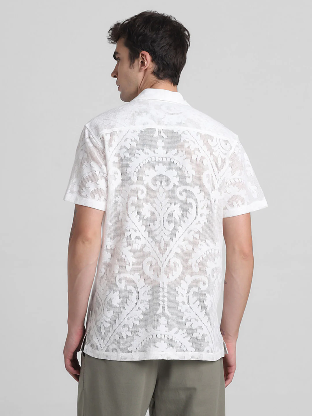 White Jacquard Sheer Shirt - Image 4