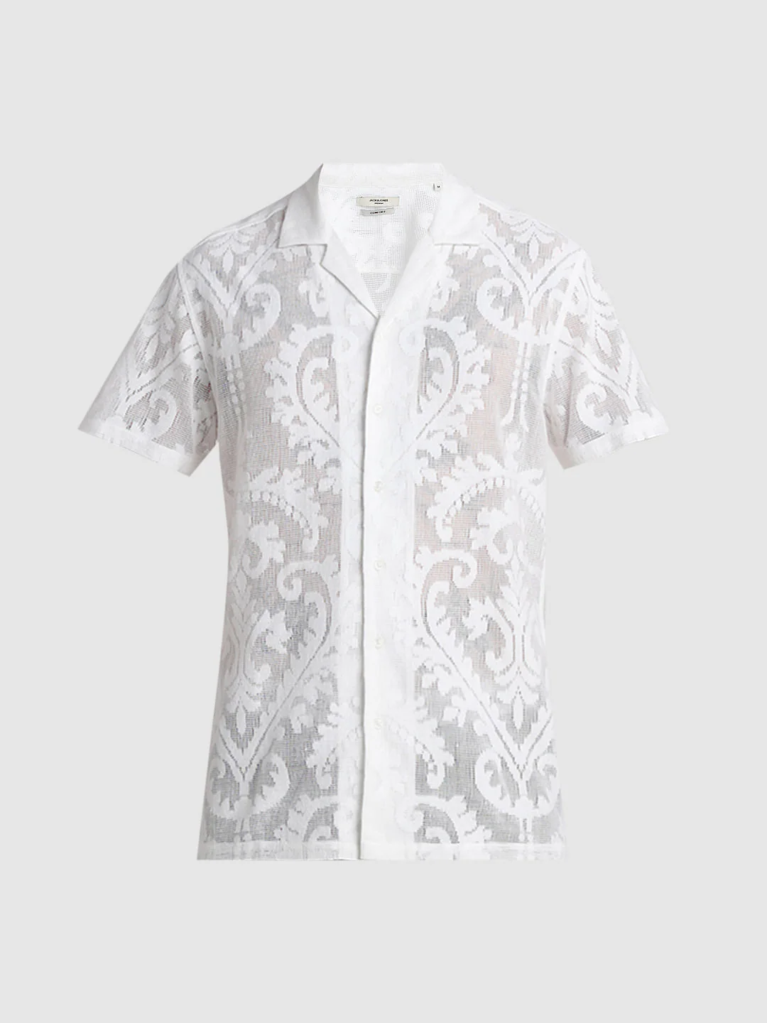 White Jacquard Sheer Shirt - Image 7