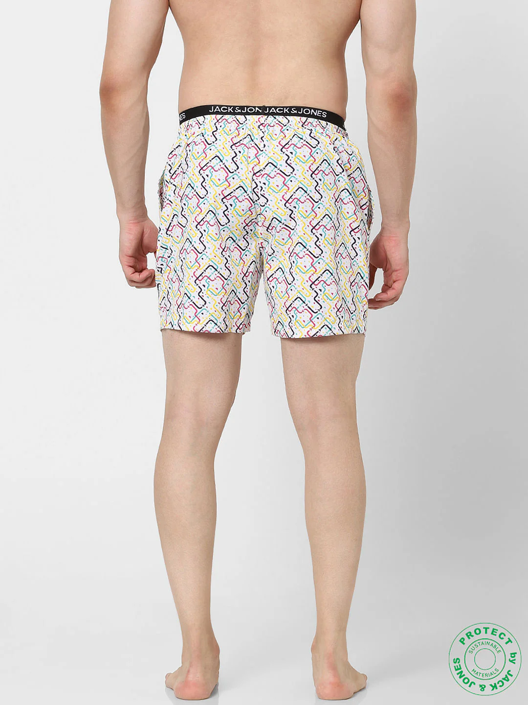 White Abstract Print Boxers - Image 3