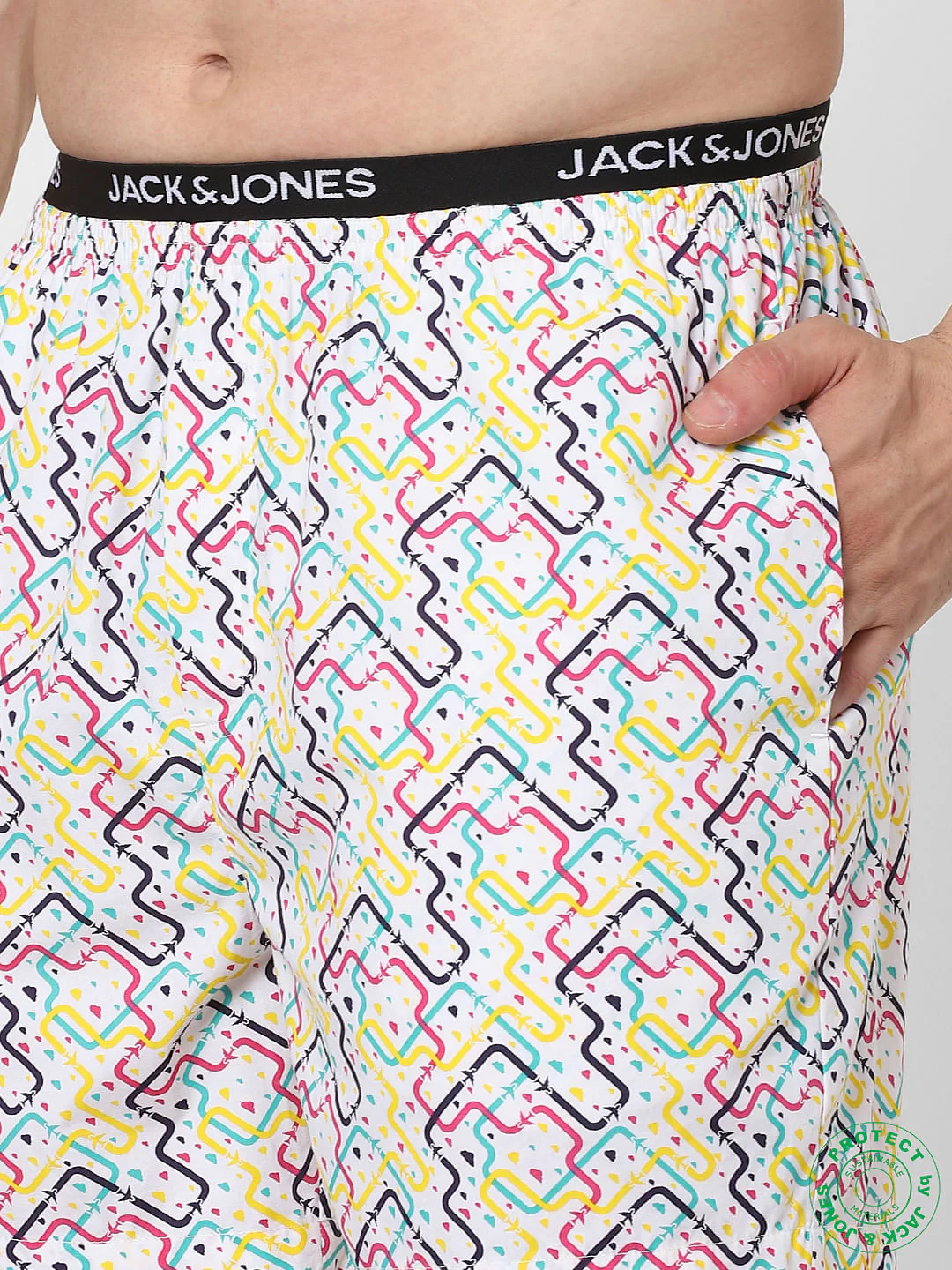 White Abstract Print Boxers - Image 4