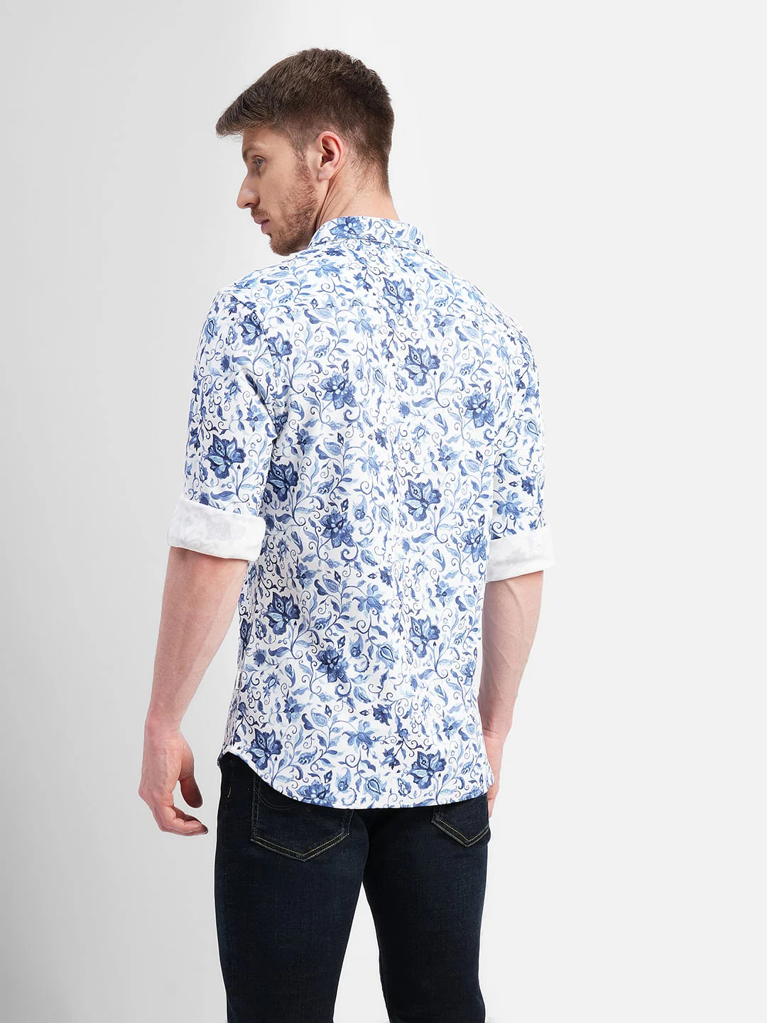 Blue Floral Full Sleeves Shirt - Image 4