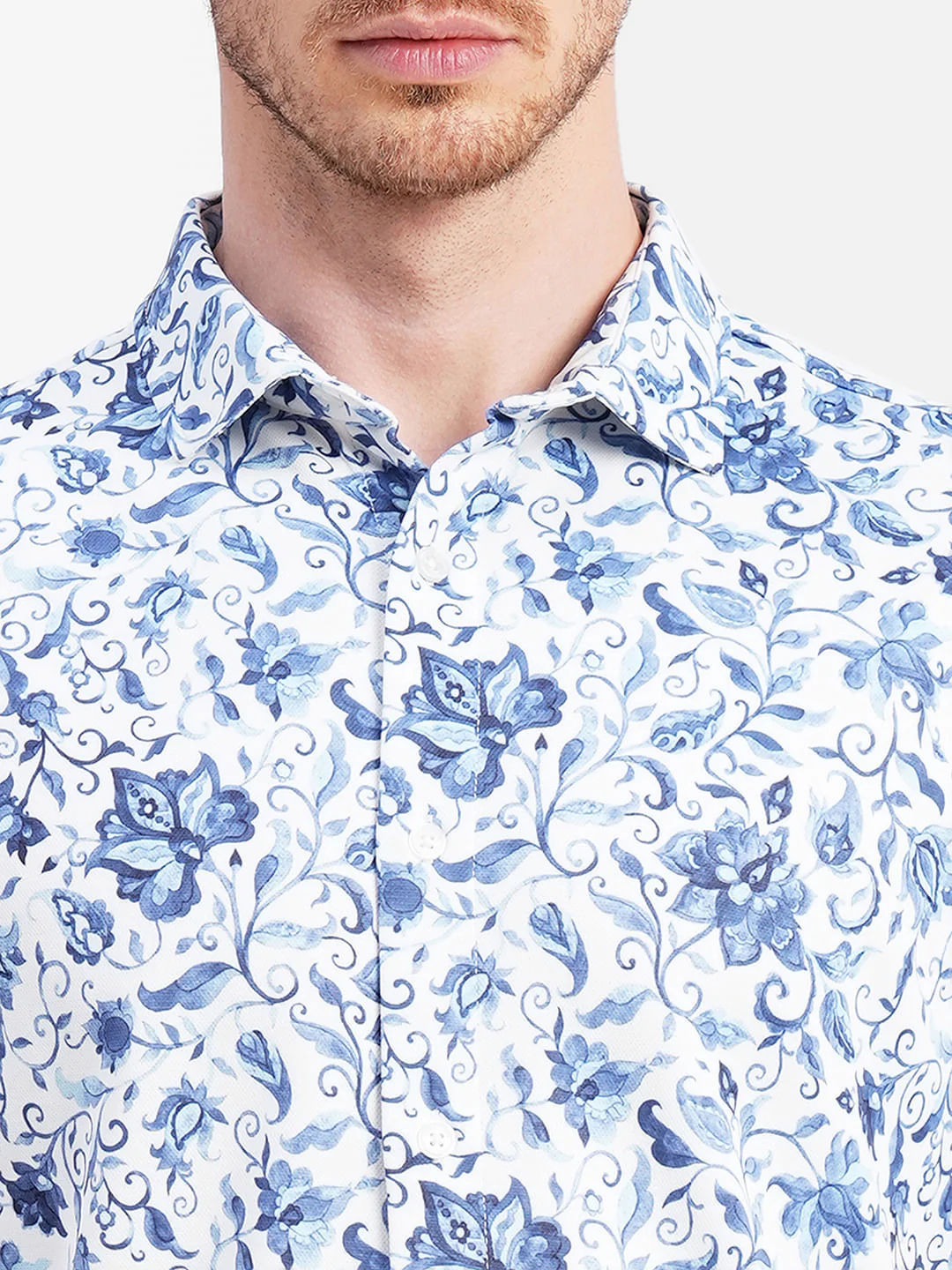 Blue Floral Full Sleeves Shirt - Image 5