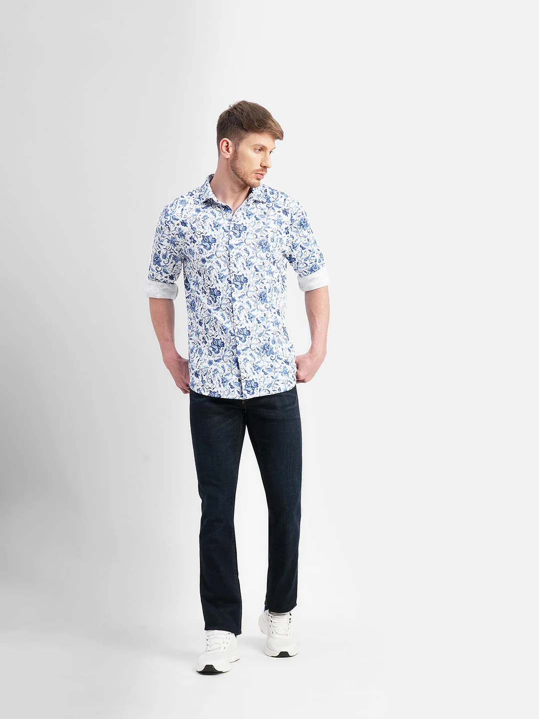 Blue Floral Full Sleeves Shirt - Image 6