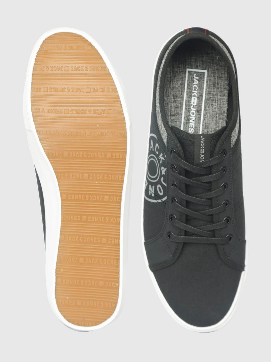 Black Canvas Print Pu Sneakers - Image 2