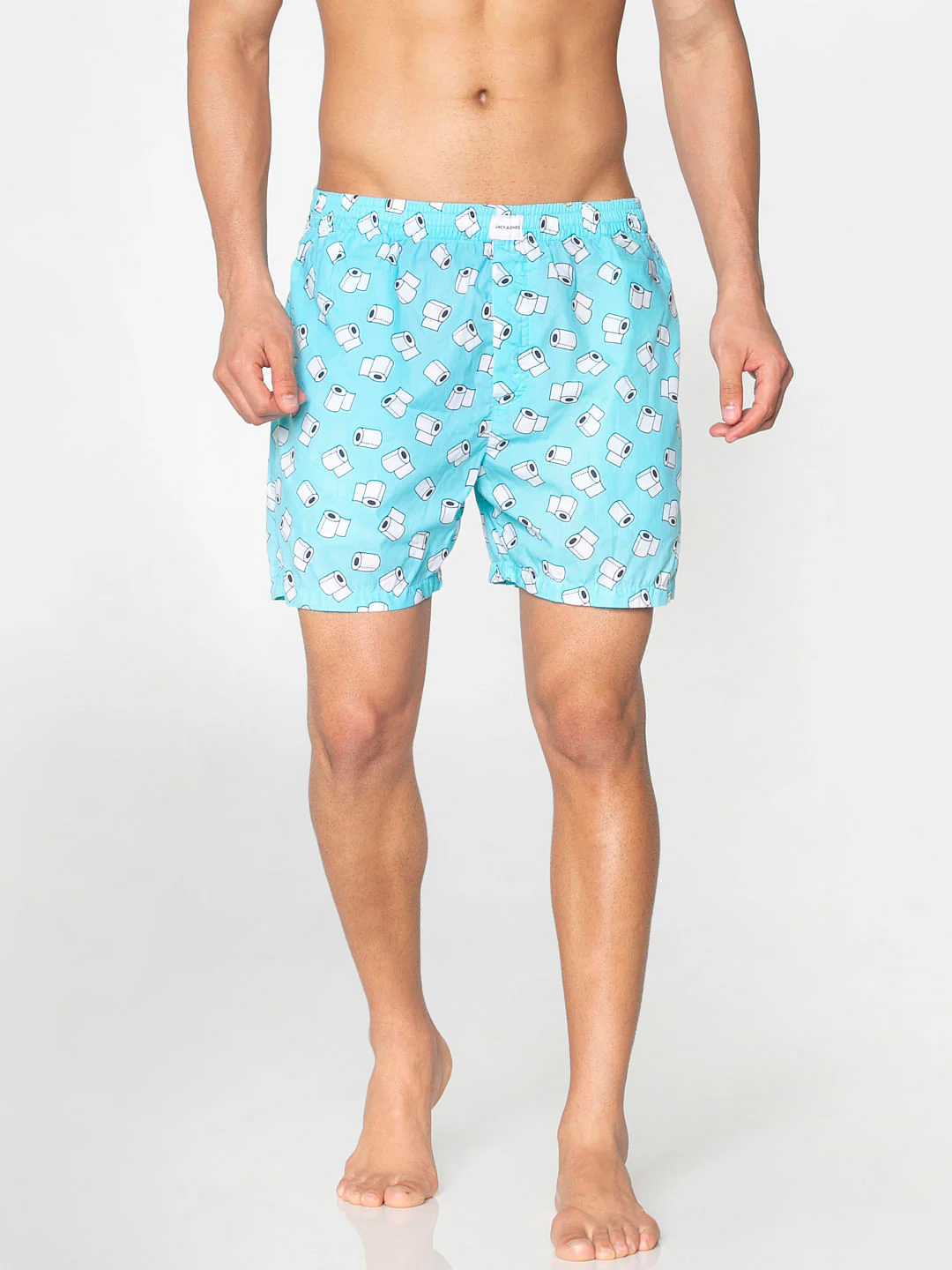 Light Blue All Over Paper Roll Graphic Print Boxers
