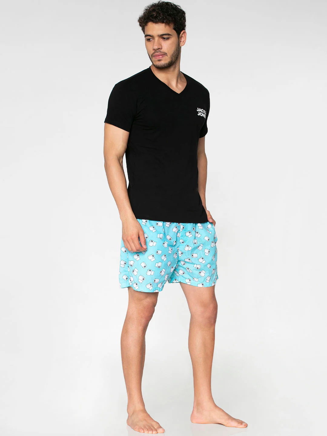 Light Blue All Over Paper Roll Graphic Print Boxers - Image 2