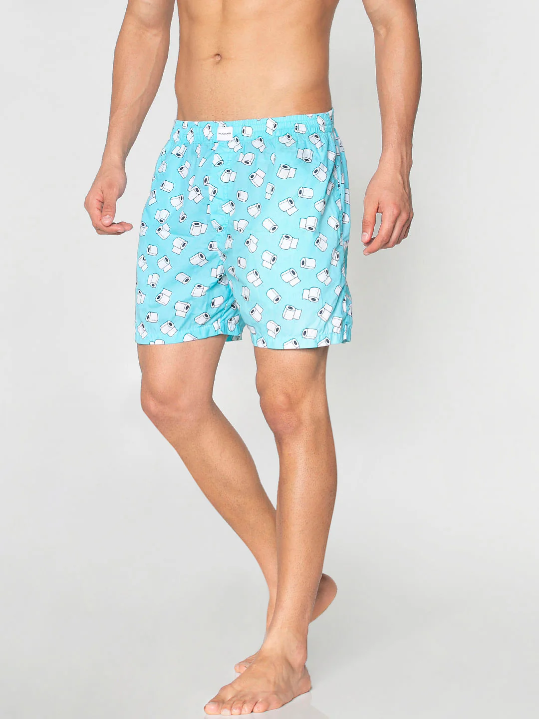 Light Blue All Over Paper Roll Graphic Print Boxers - Image 4