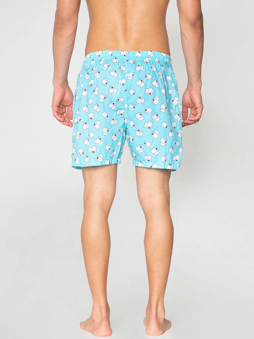 Light Blue All Over Paper Roll Graphic Print Boxers - Image 5
