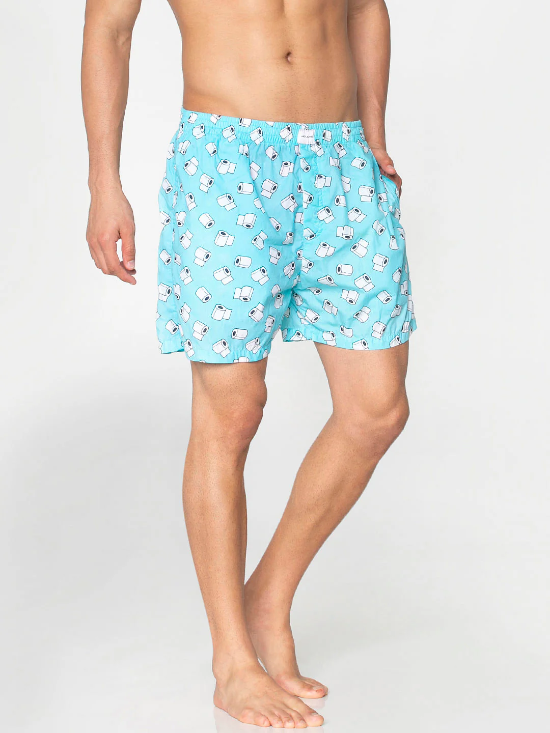 Light Blue All Over Paper Roll Graphic Print Boxers - Image 3