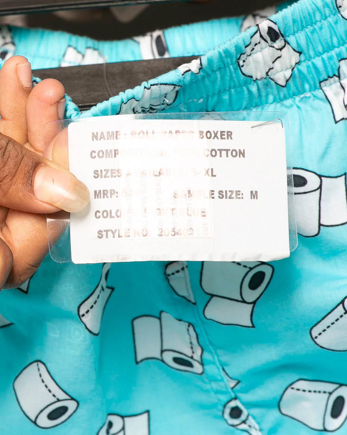 Light Blue All Over Paper Roll Graphic Print Boxers - Image 8