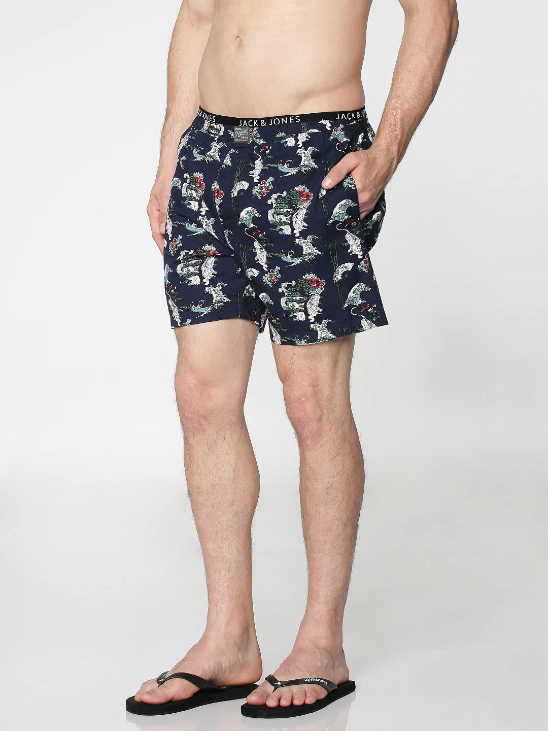 Navy Blue All Over Japan Tiger Graphic Print Boxers - Image 2