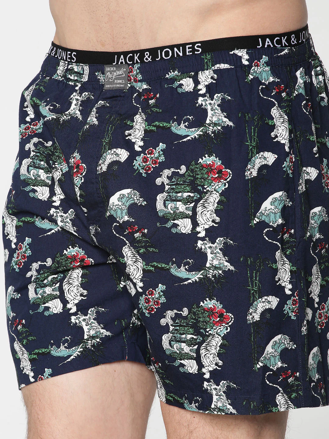 Navy Blue All Over Japan Tiger Graphic Print Boxers - Image 5