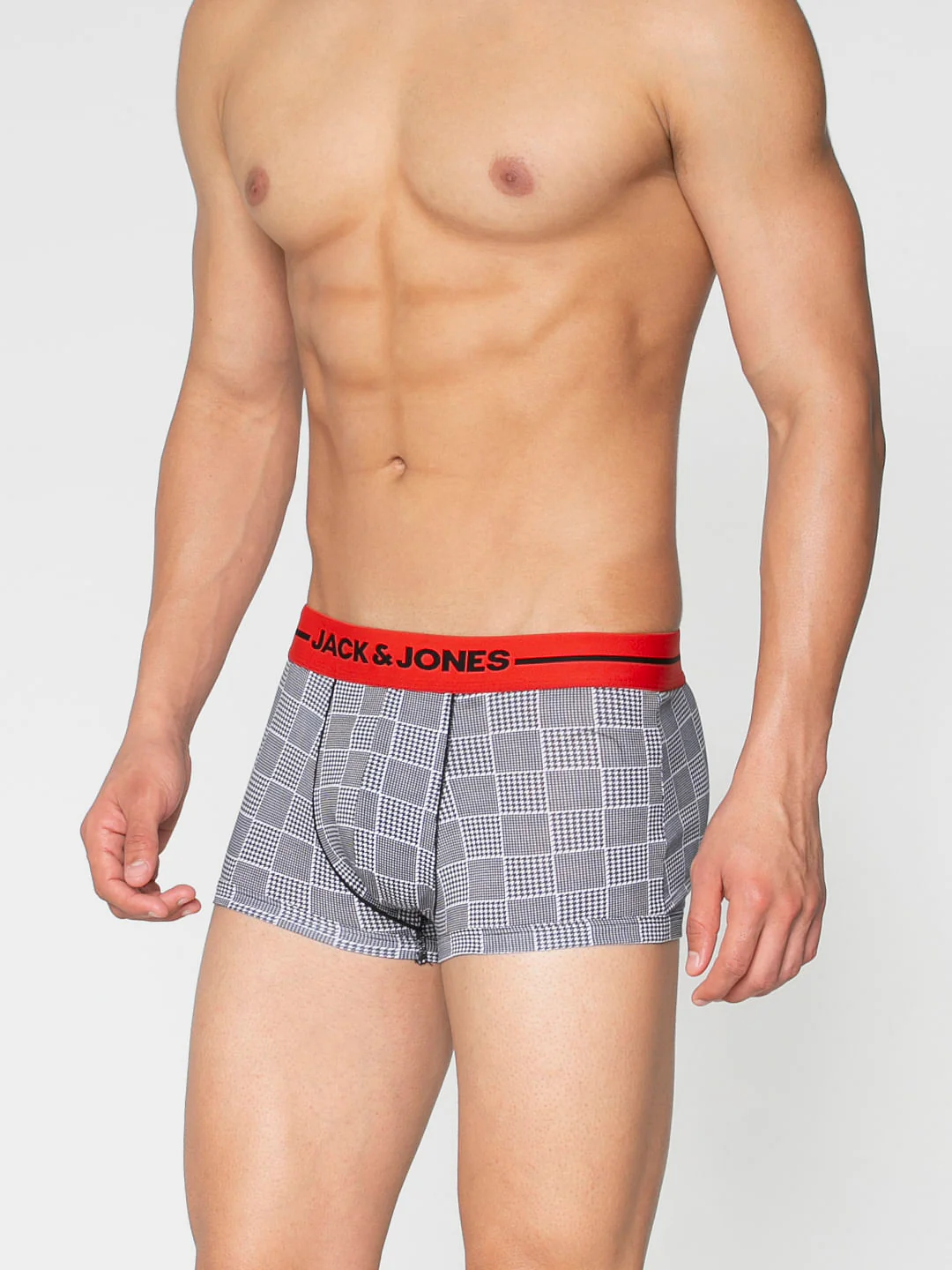 White Houndstooth Checks Print Brazilian Trunks - Image 2