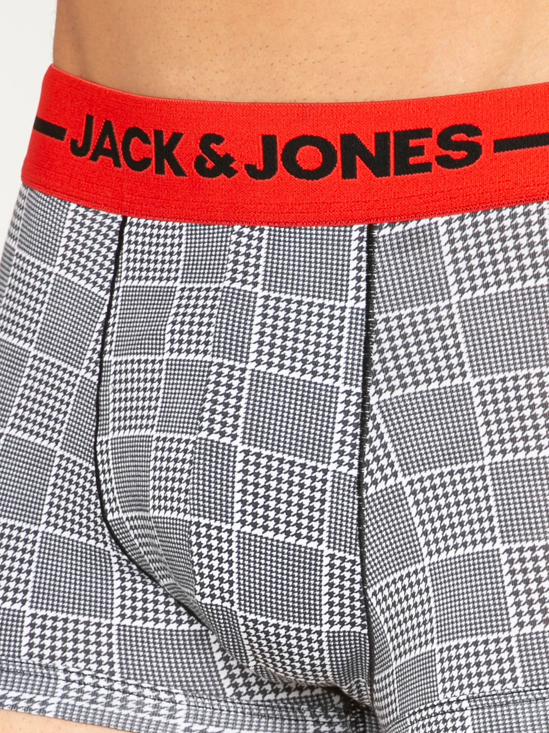 White Houndstooth Checks Print Brazilian Trunks - Image 5