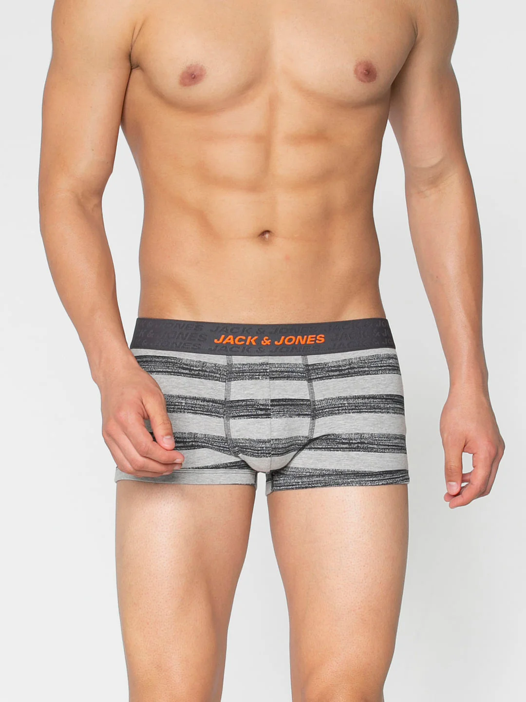 Black And Grey Striped Brazilian Trunks