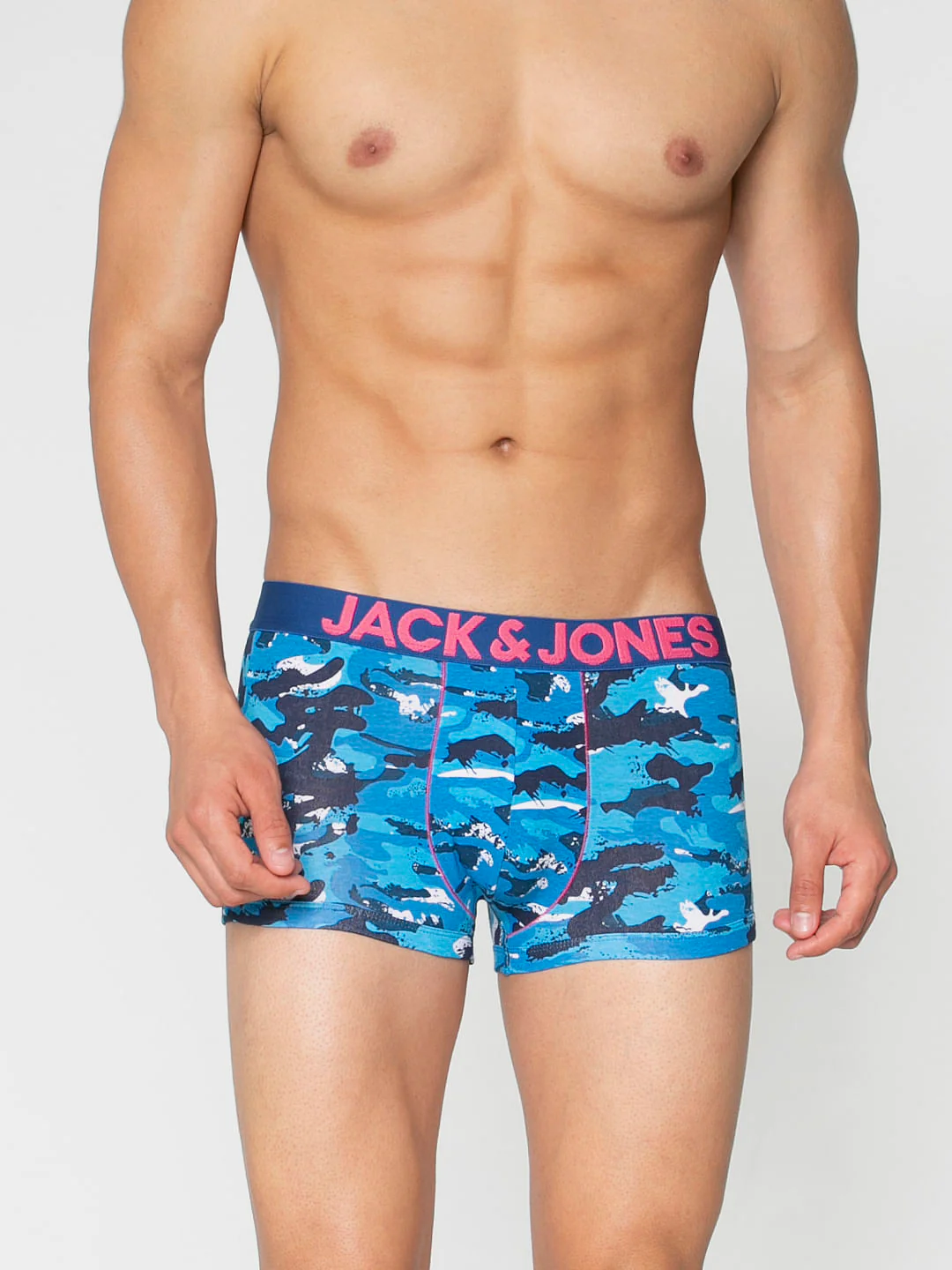 Blue All Over Camo Print Brazilian Trunks