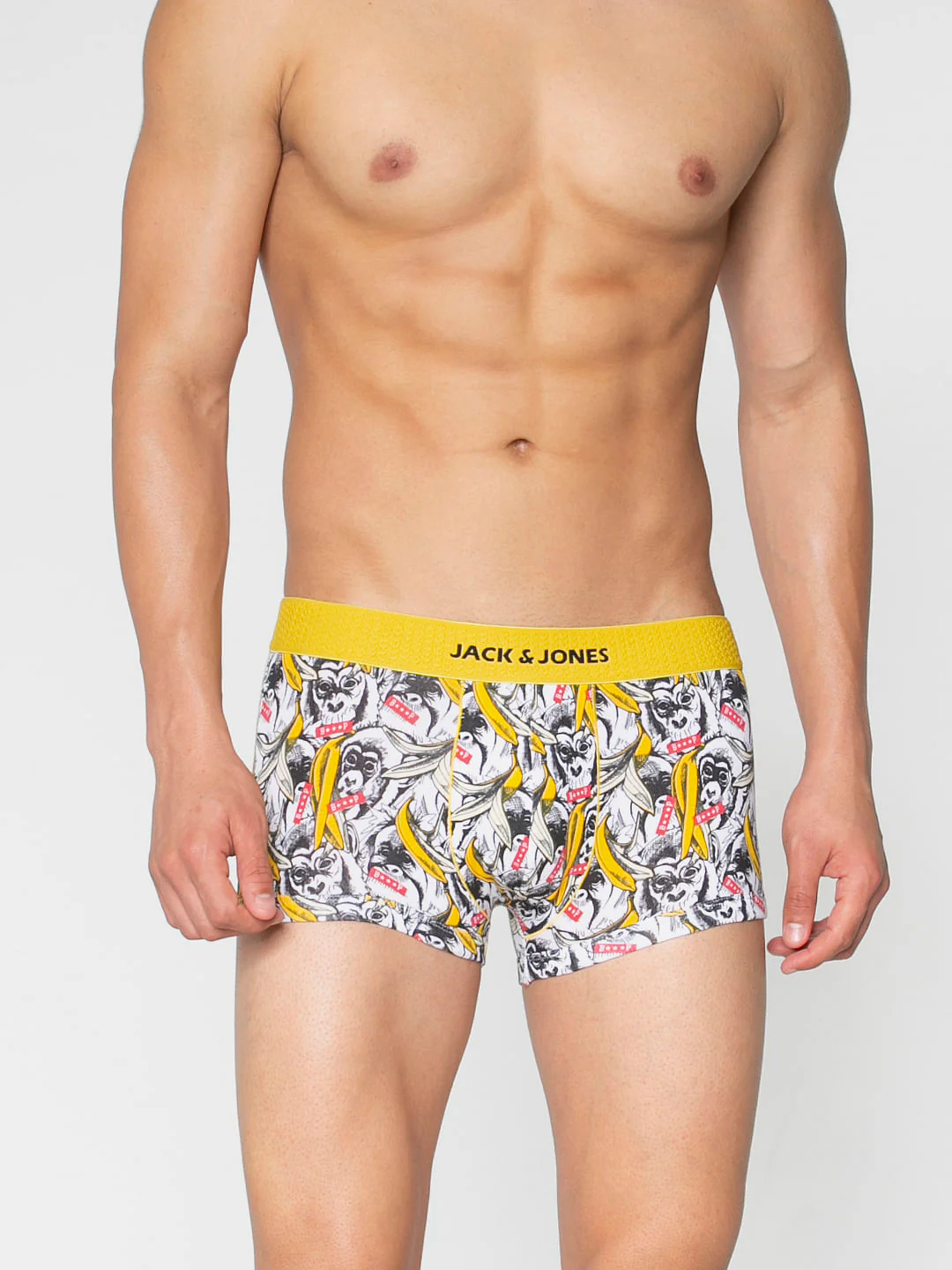 White All Over Graphic Print Brazilian Trunks