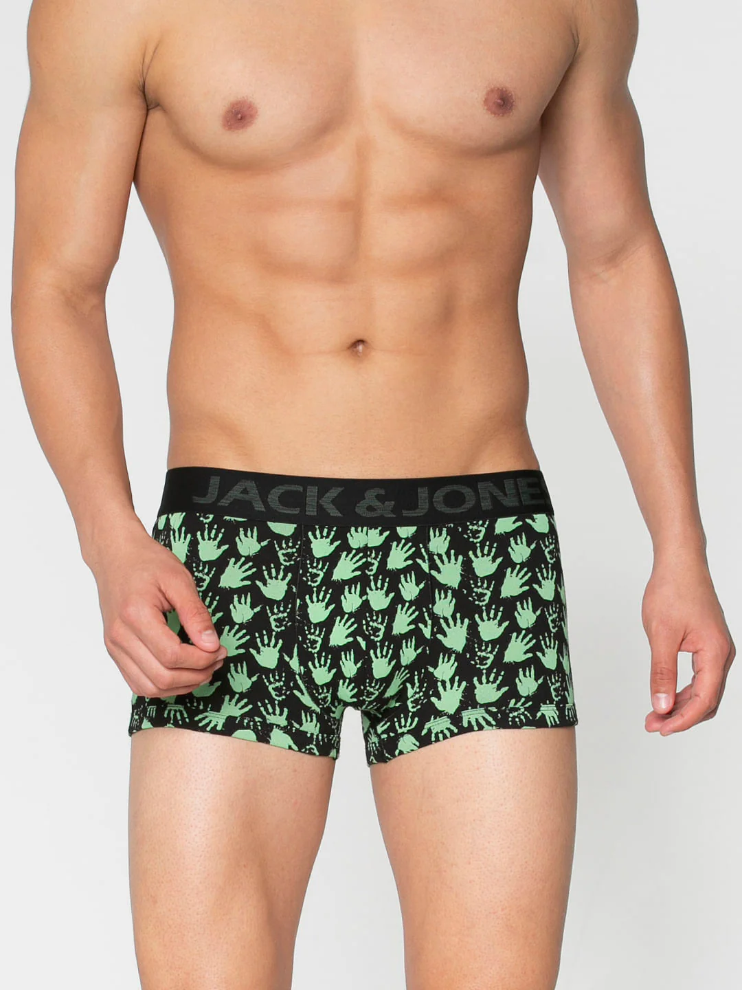 Black All Over Palm Print Brazilian Trunks