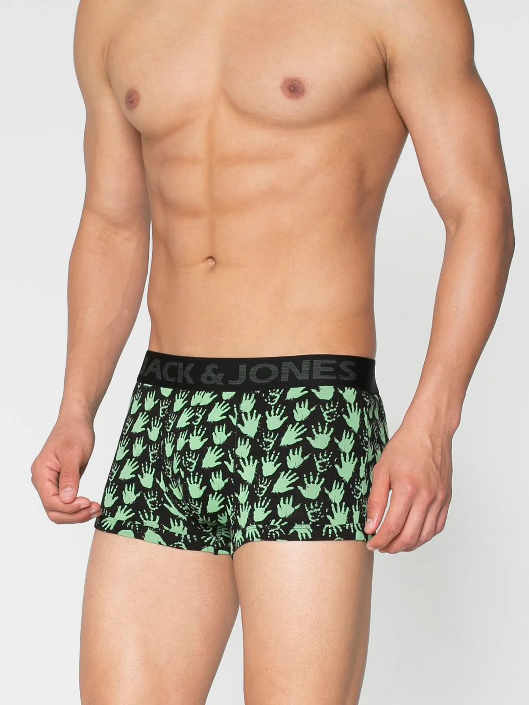 Black All Over Palm Print Brazilian Trunks - Image 2
