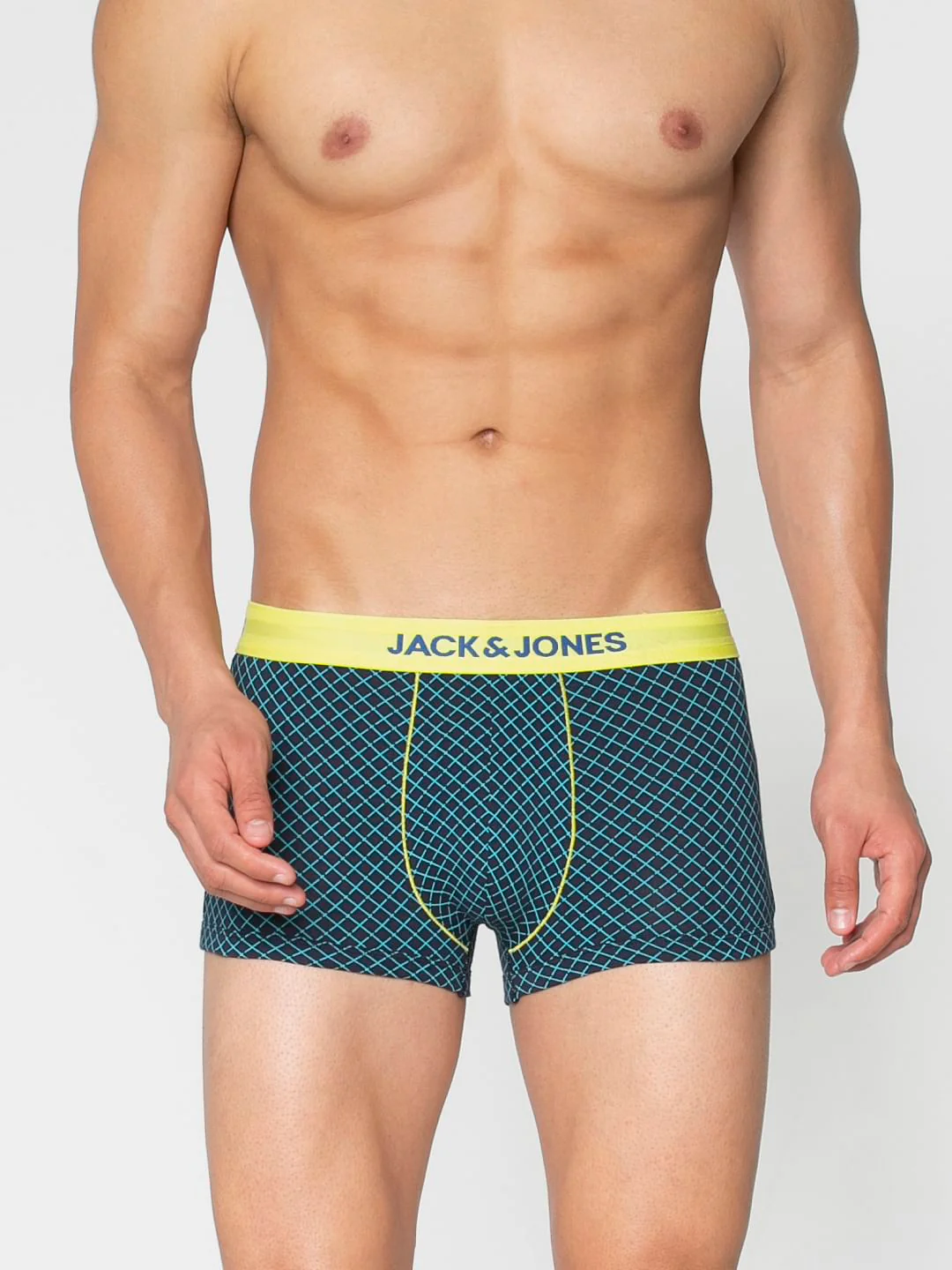 Blue And Black Checks Print Brazilian Trunks