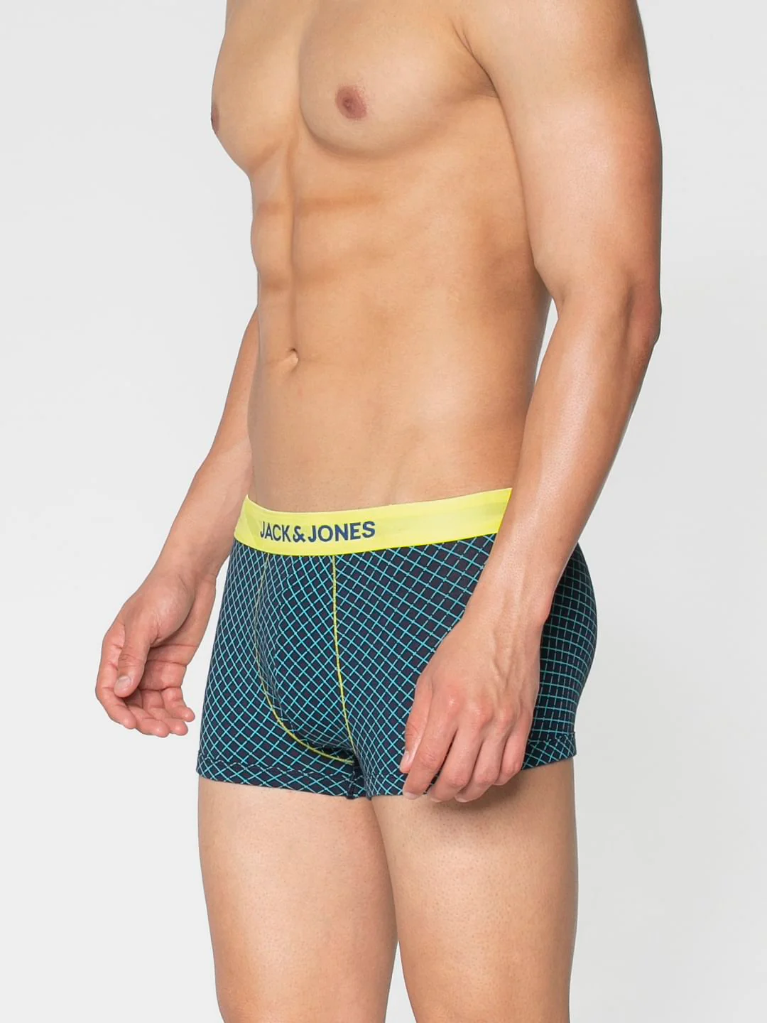 Blue And Black Checks Print Brazilian Trunks - Image 2