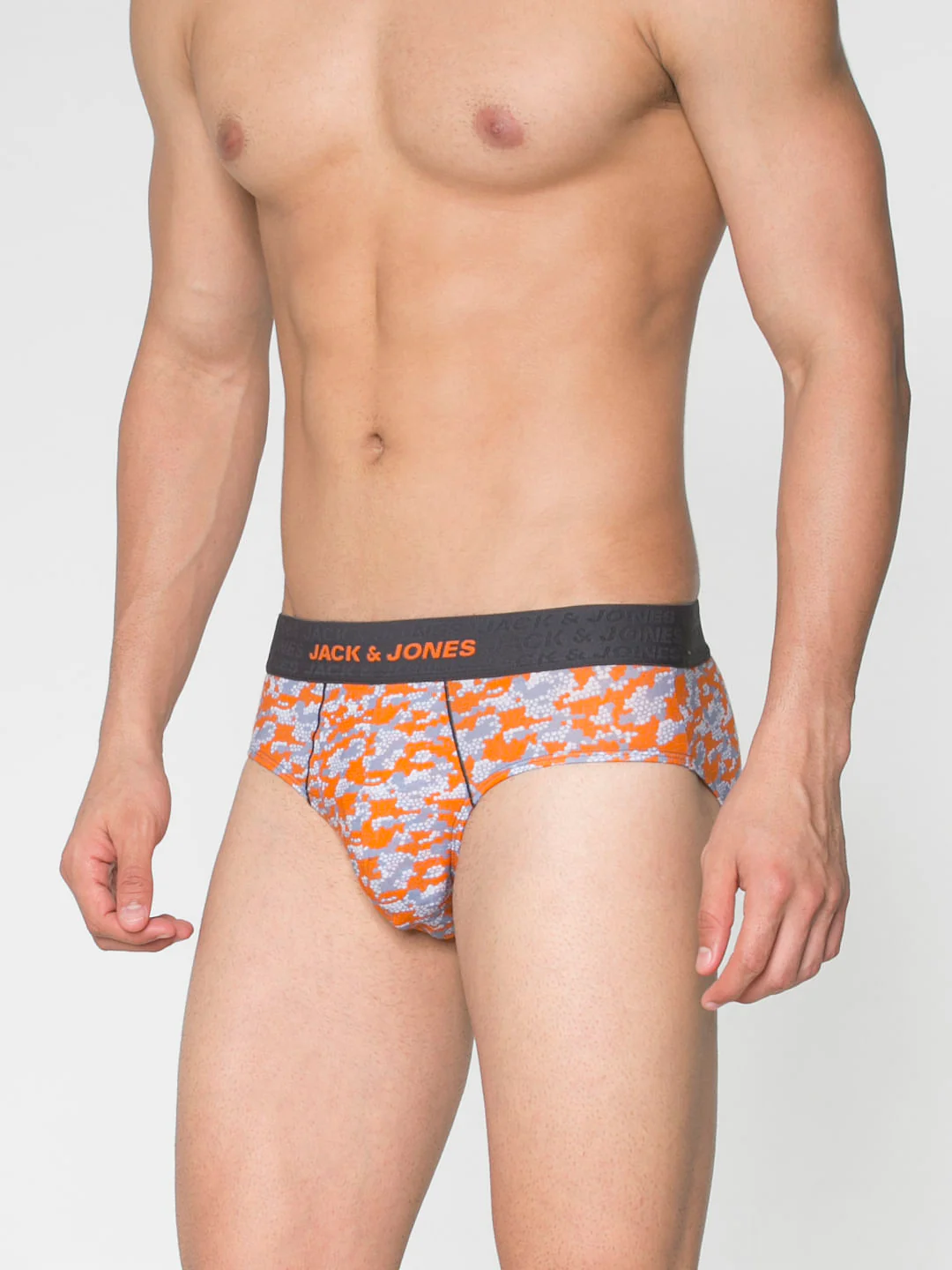 Grey And Orange Print Briefs - Image 2