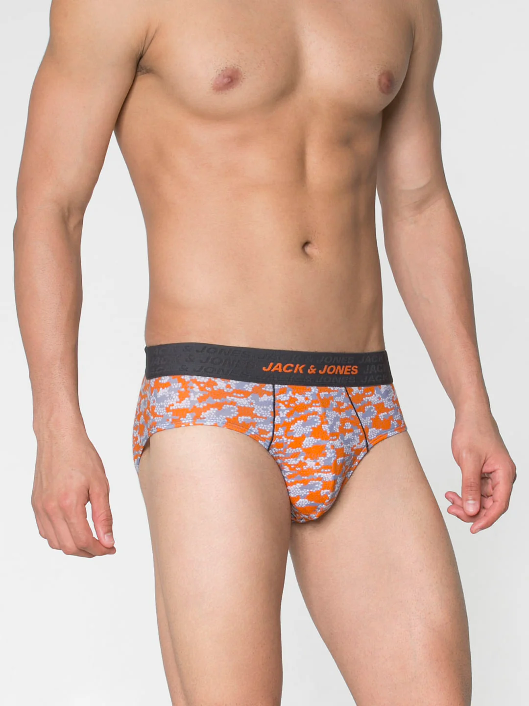 Grey And Orange Print Briefs - Image 3