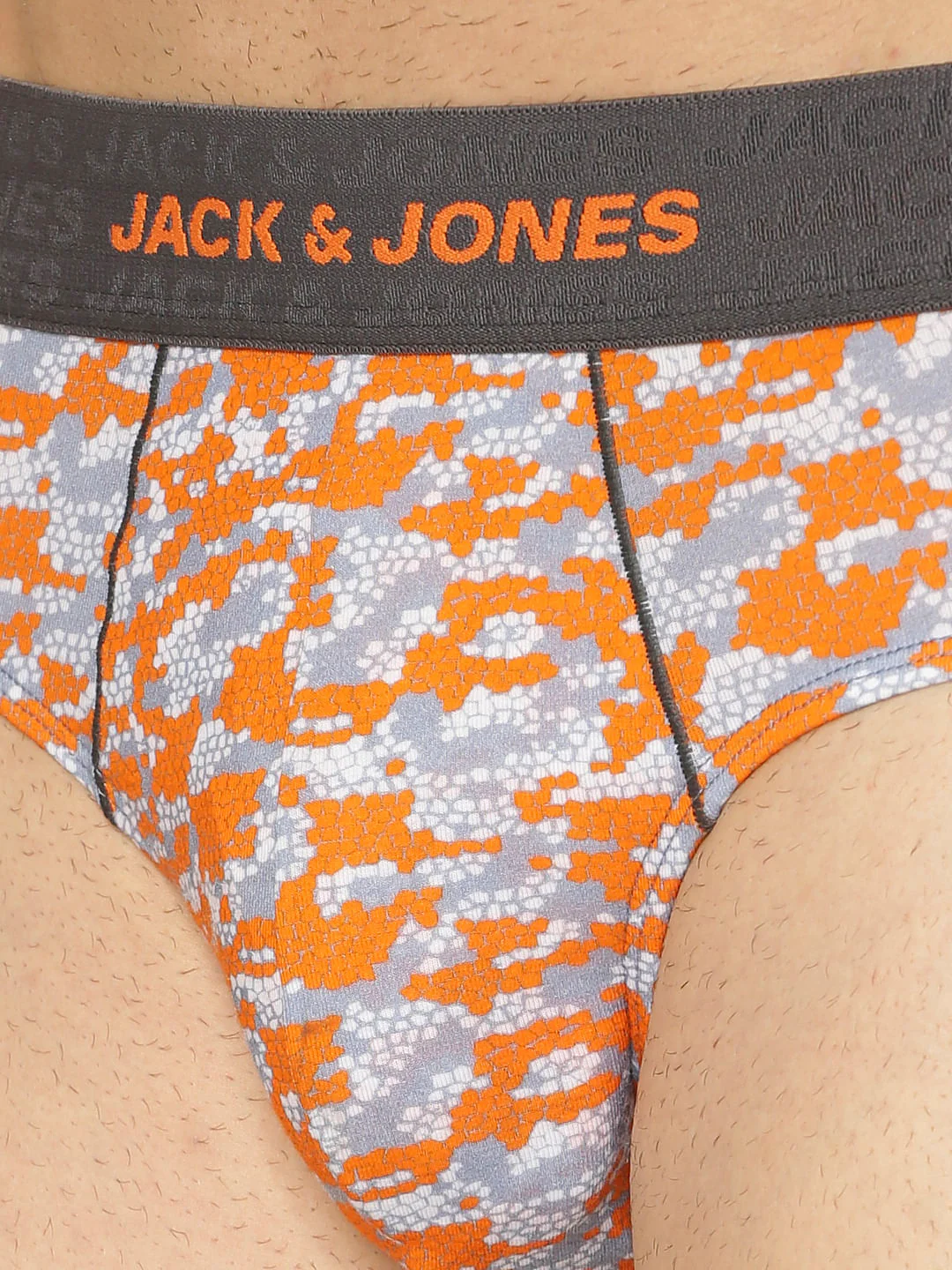 Grey And Orange Print Briefs - Image 5