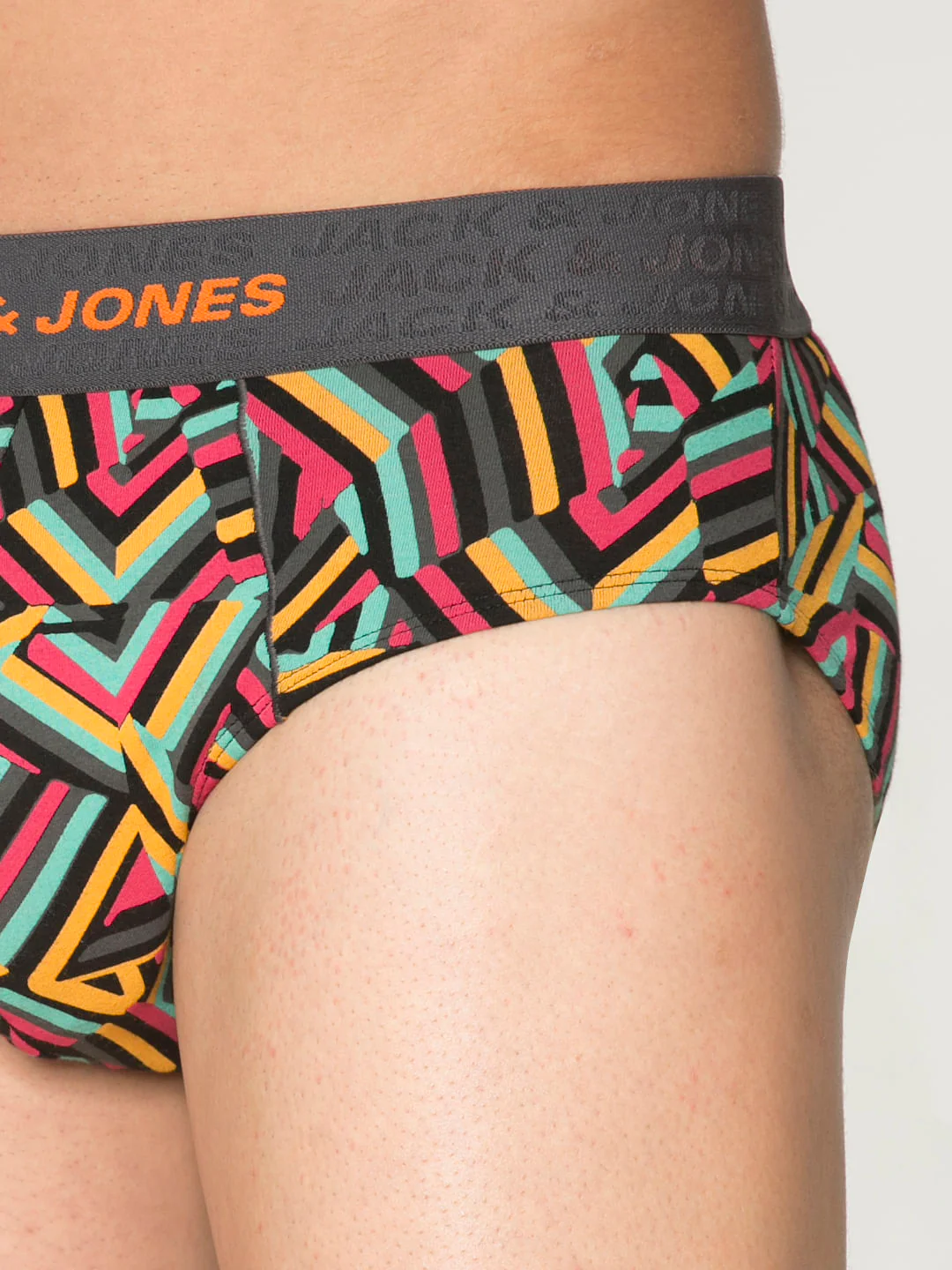 Orange Multicoloured Abstract Print Briefs - Image 5