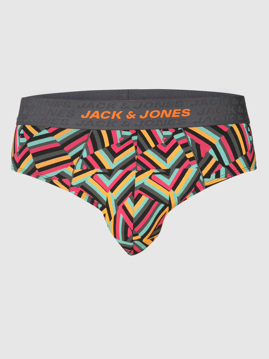 Orange Multicoloured Abstract Print Briefs - Image 6