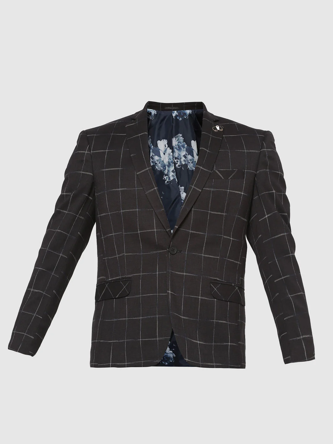 Black Checks Double Button Linen Blazer - Image 5