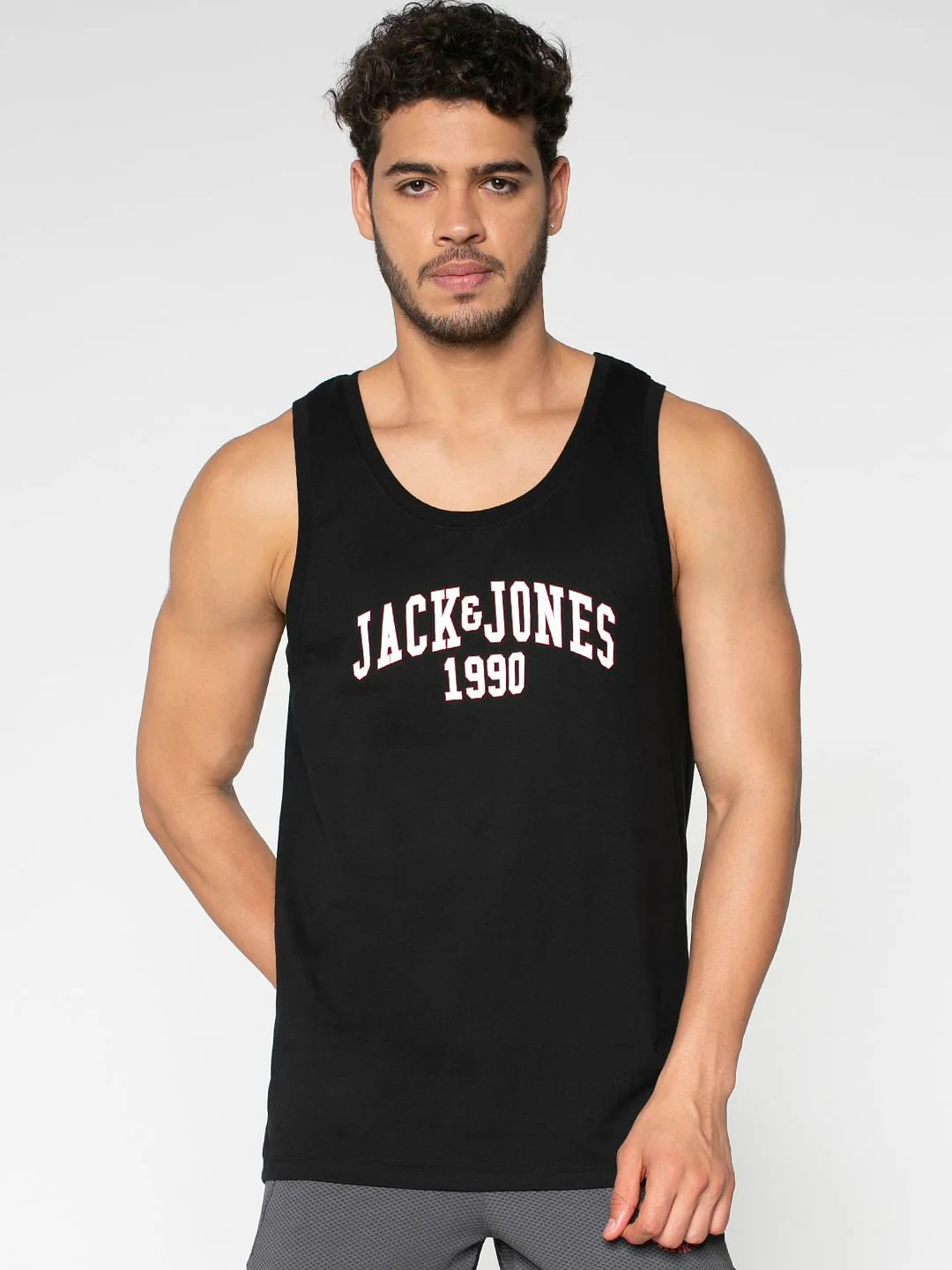 Black Text Print Vest
