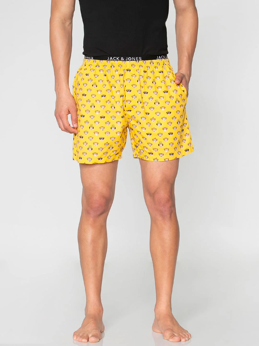 Yellow All Over Monkey Graphic Print Boxers