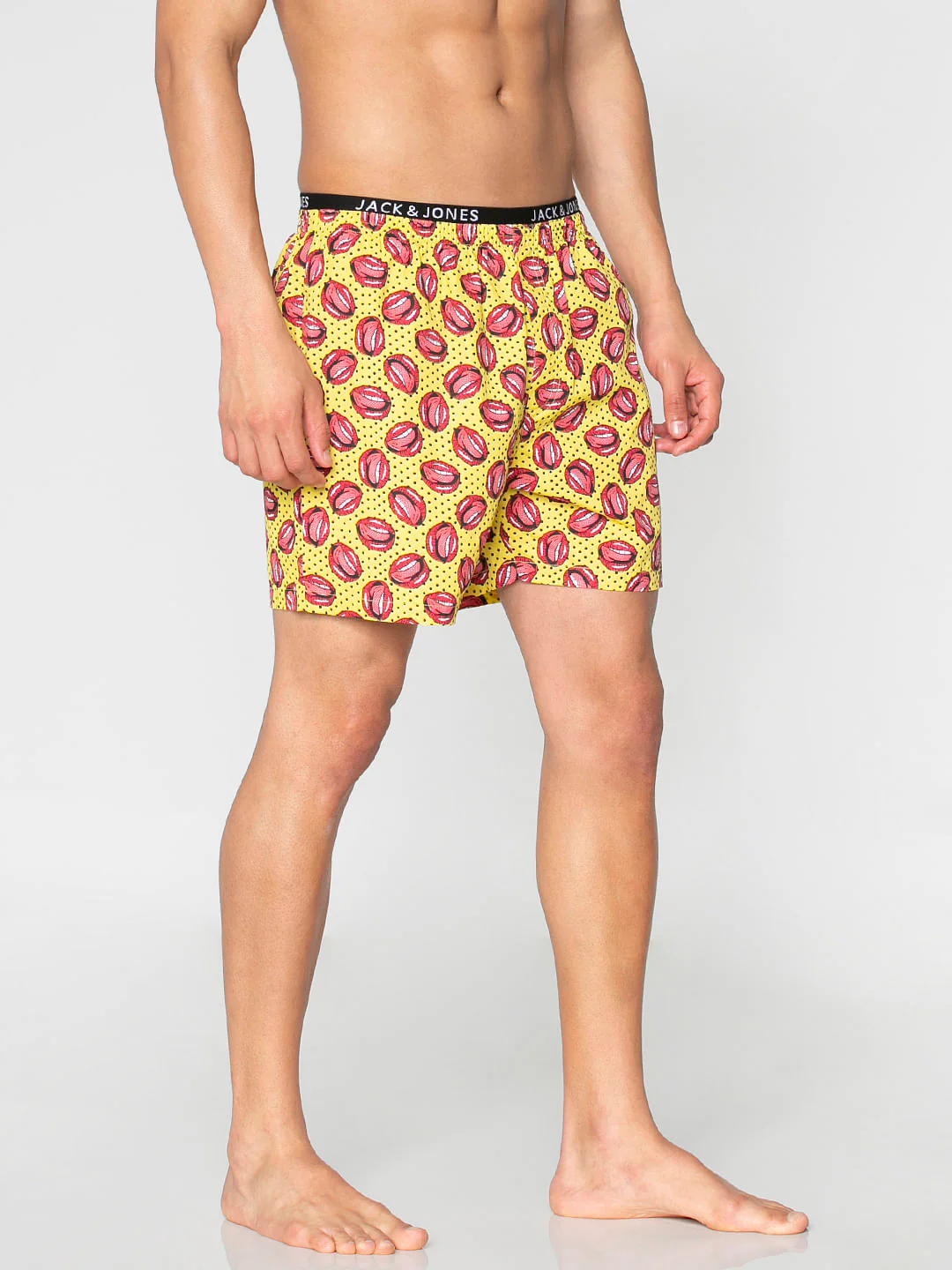 Yellow All Over Lips And Dotted Print Boxers - Image 4