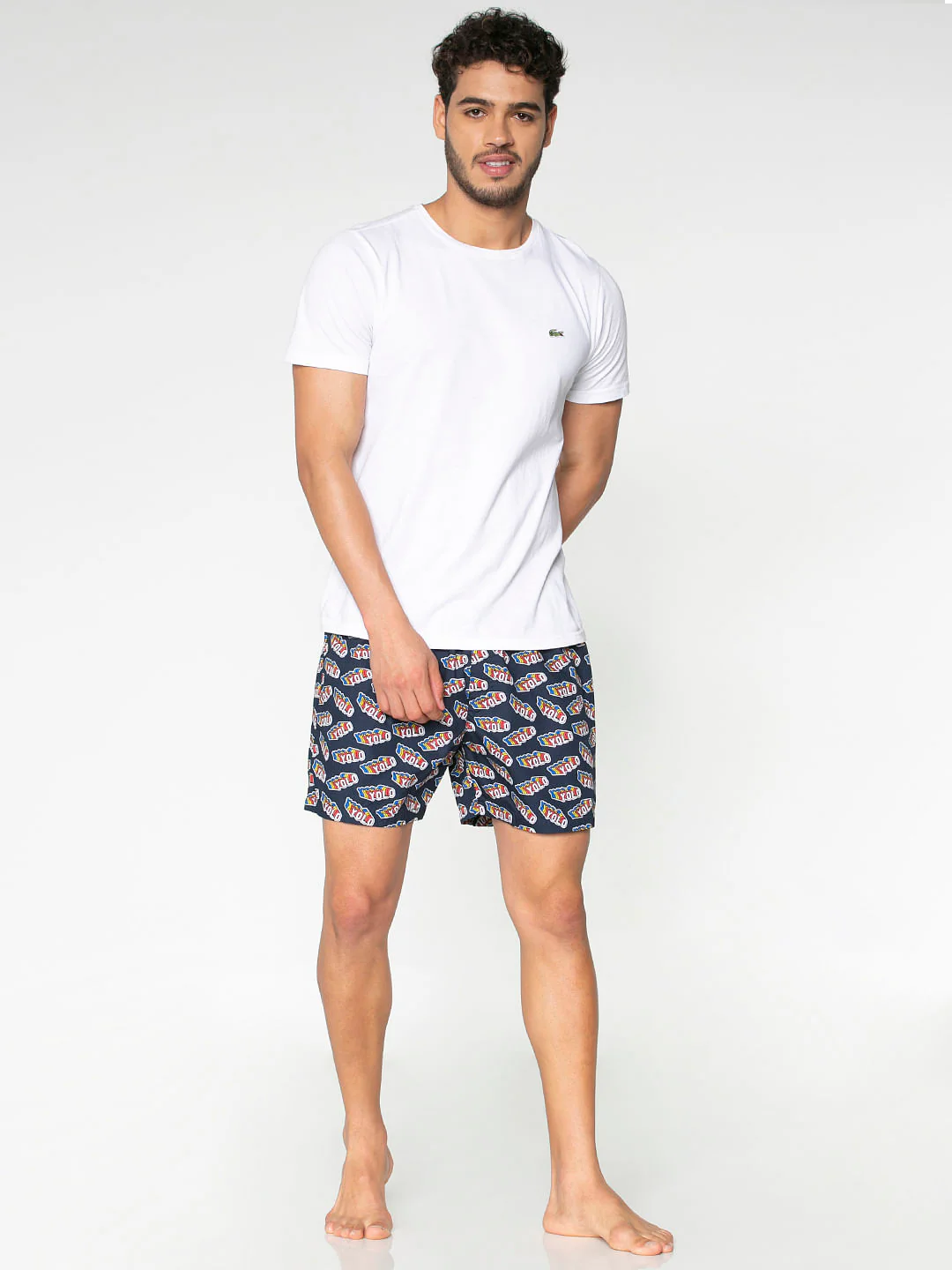 Navy Blue Yolo Text Print Boxers - Image 2